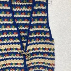 【希少作品】80s ビンテージ　ハンドメイドニット　手編みベスト