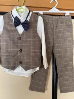 フォーマルセット 100cm ブラウン系チェック