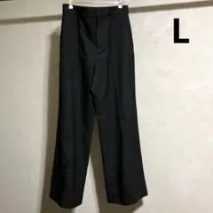 美品 ユニクロ ハイウエストワイドパンツ 丈長め 黒 L 股下75cm補正済