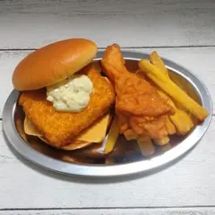 食品サンプル まいづる ハンバーガーセット フライドチキン フライドポテト