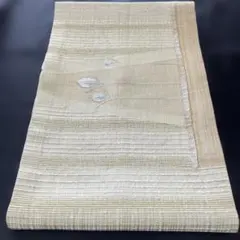 ベージュ ストライプ 花模様 夏名古屋帯