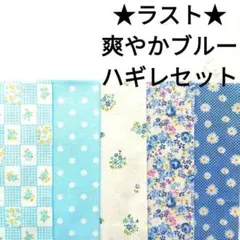 【ラスト】生地 青 水色 刺繍レース アンティーク ローズ 薔薇 はぎれセット