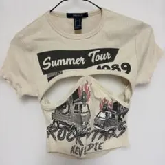 値下げ中 y2k グランジ　FOREVER 21 リブカットソー クロップド丈のサムネイル