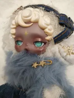 【スカルパンダ着せ替え用】デニムカチューシャ&ファーマフラー&デニムスカート