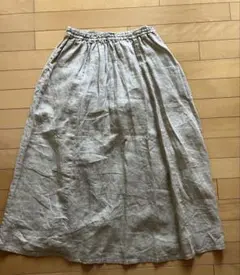 新品　無印　フレンチリネン　イージー　ギャザースカート M ペチコート付き