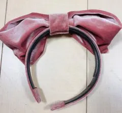 ピンク ベルベット リボン ヘアバンド