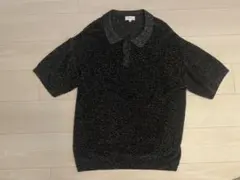 【美品】ラメミックスサマーニットポロシャツ Mサイズ ブラック