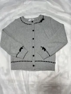 ギャラリービスコンティ　グレーのリブ編みカーディガン