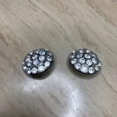 E-壁 【極美品】パヴェ ビジュー クリップイヤリング シルバーカラー 華やか