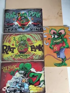 Rat Fink ブリキ看板 4枚セット インテリア