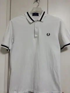 Fred Perry ホワイト ポロシャツ ストライプ付き イギリス製