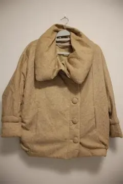 CECIL McBEE ベージュ 大きな襟のウール風コート Mサイズ