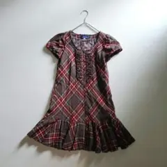 【美品】バーバリーブルーレーベル　ノバチェック　ティアードフリル　ワンピース　S