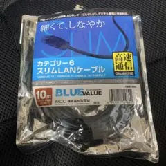 BLUE VALUE カテゴリ6スリムLANケーブル 10m