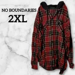 美品✨️ NO BOUNDARIES フード付き 長袖シャツ 2XL チェック柄