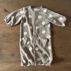 ブラウンベージュ 水玉コットン ツーウェイ ドレスオール 長袖 長ズボン