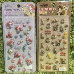 ぷくぷくシール2枚セット　　　　　 ディズニープリンセス＆チップとデール