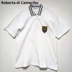 ​【イタリアブランド】ロベルタディカメリーノ ポロシャツ 白 刺繍ロゴ M