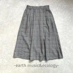 earth music&ecology/チェック柄フレアスカート/F/グレー