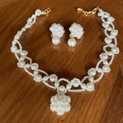 パール ネックレスとイヤリング セット