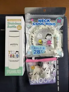 SNOOPY PEANUTS ステンレスボトル ネッククールリング ポーチセット
