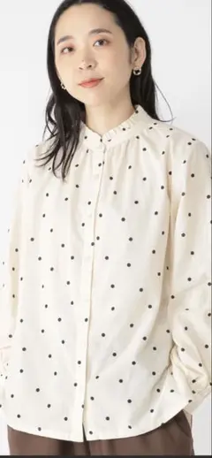 meee様専用⭐︎studio CLIP シングルガーゼ襟フリルブラウス ドット