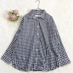 【イッツインターナショナル】 ギンガムチェック コットン混 シャツ長袖 (M)