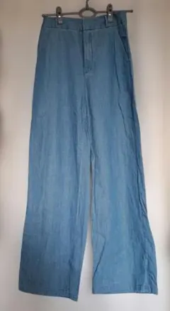 ライトブルー ワイドレッグデニムパンツ