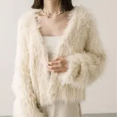 mystic シャギーVニットカーディガン