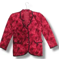 テーラードジャケット 赤　黒　パターン柄　セレモニージャケット　レトロ　レッド