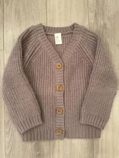 H&M リブニットカーディガン くすみピンク 90 92