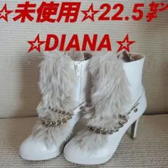 ☆未使用☆DIANA☆22.5㌢☆ファスナーあり☆ファー×レザー☆ブーツ☆