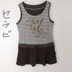 セラビ、ボーダー柄 ノースリーブ チュニック . ミニワンピースのサムネイル