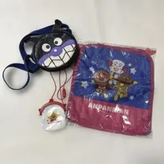 アンパンマン　メッシュバッグ　ばいきんまん ポシェット　財布 3点セット