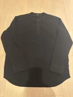 ユニクロ　ワッフルヘンリーネックT XLサイズ　ブラック