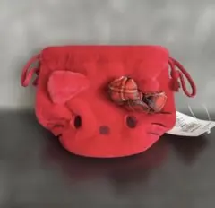 I love Hello Kitty アイラブハローキティ　フェイス形巾着レッド