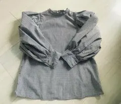 ★美品★ギンガムチェック パフスリーブシャツ