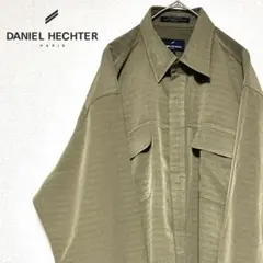 ワークシャツ ミリタリーシャツ 長袖 カーキ オーバーサイズ L