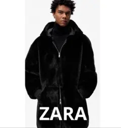 ブラックフード付きファーコートジャンパー