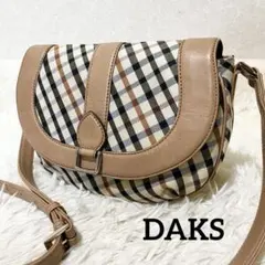 DAKS ダックス ハウスチェック ショルダーバッグ　ポシェット　レザー