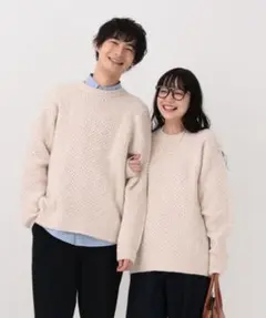 完売GLOBALWORK フワフワhugmeケーブルプルオーバー アイボリーXL