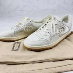 未使用級】 GUCCI レザースニーカー インターロッキング GG 刺繍