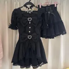LIZLISA 半袖カーディガン×フリルキャミワンピース ブラック - メルカリ