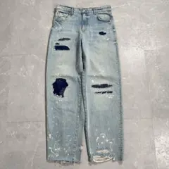 ZARA】ダメージ加工バギーミッドライズデニムパンツ【美品】 - メルカリ