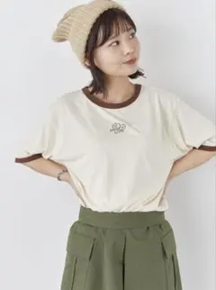 【エヘカソポ】花刺繍リンガーTシャツのサムネイル
