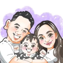 似顔絵オーダー ♡ 2人オーダー表示価格｜カップル・家族・友達｜額縁付き・*+.