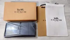 新品未使用 COACH コーチ ラウンドジップ財布 長財布 ブラック Cロゴ