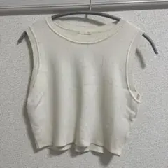 アイボリー クロップドノースリーブニット Mサイズ
