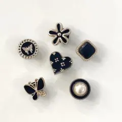 残り3点！蝶とハートのモノクロジビッツ 6個セット A