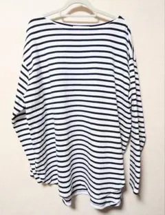 【chocol raffine robe】ボーダー 長袖Tシャツ　紺×白